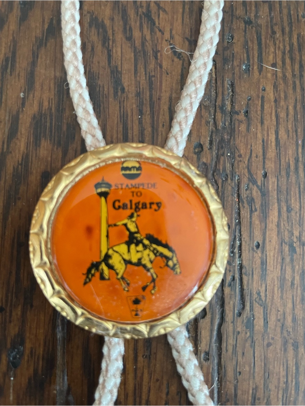 Vintage Calgary Stampede Bolo Tie Cowboy Rodeo bronc Rider Western Canada